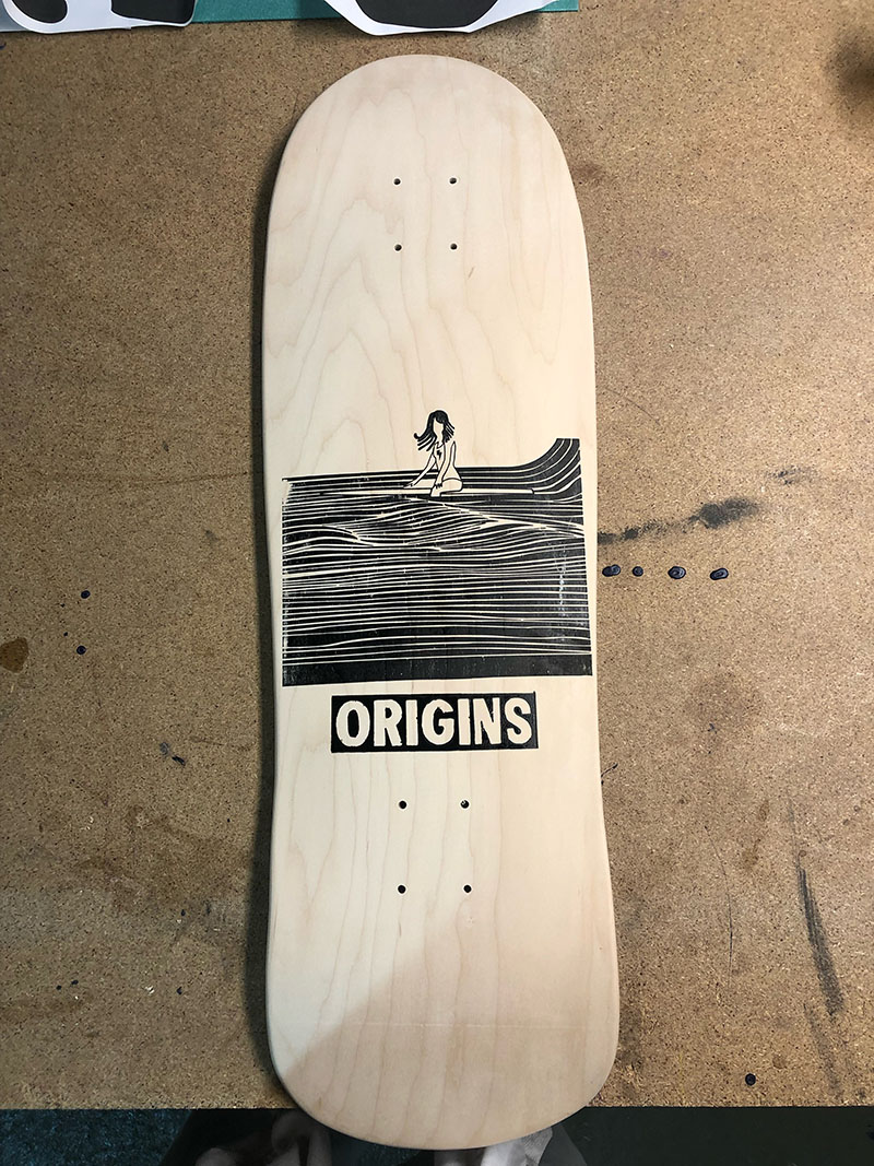 Personalized wooden skateboard with BigStamping